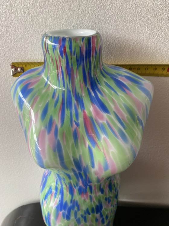 Image 1 of Large Murano Vase with Vintage Woman's Bust