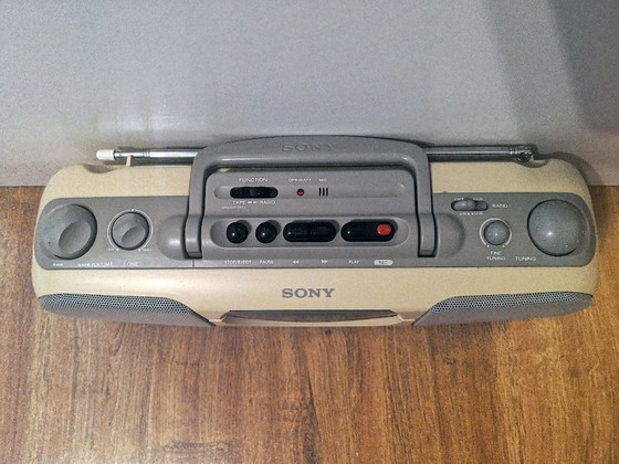 Raro Mini Boombox Bianco Sony CFS-E10L - Vintage Giappone - (1993), Oggetti decorativi, Plastica, Nero (foto 3 di 9)