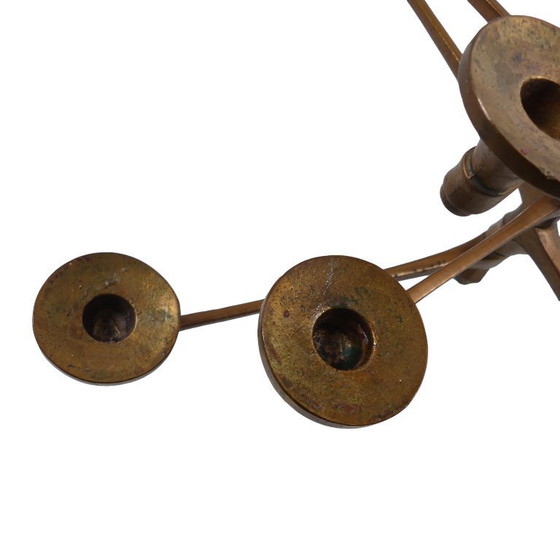 Image 1 of Brutalistischer Decken Kerzenhalter aus Bronze, 12flammig, 1960er Jahre