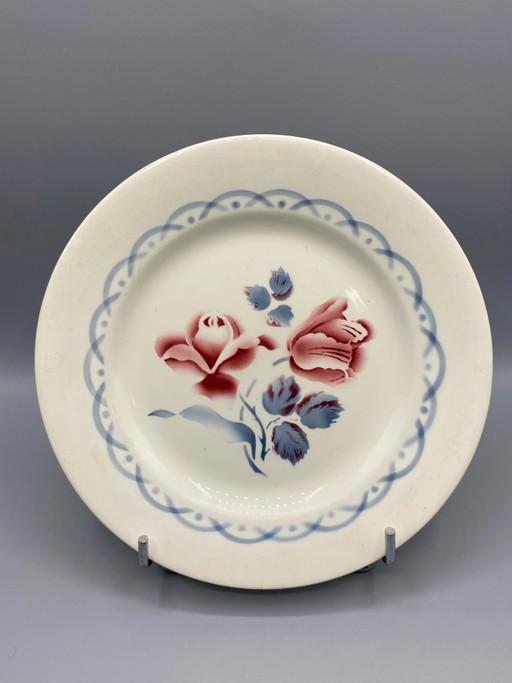 Digoin & Sarreguemines Dinner Plate – Cannes Model – Rose Pattern – 23 cm – decoratieve objecten