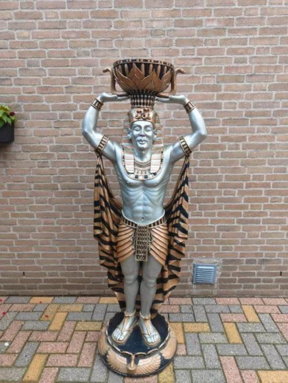 Image 1 of statua di faraone a grandezza naturale egiziana Porta piante - Egitto