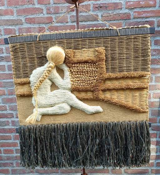 Vintage 1970 tapestry woman natural Don Freedman