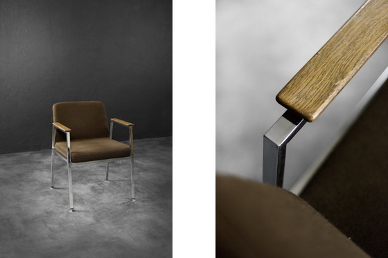 Image 1 of Vintage Mid-Century Duitse moderne bruine vergaderstoel van Drabert, jaren 70