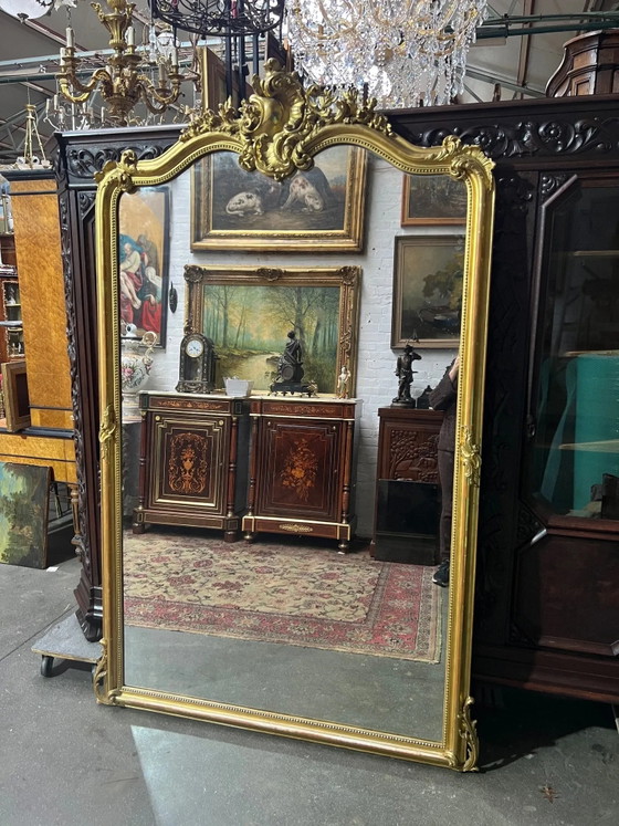 Miroir hauteur 214 cm, cheminée style Louis XV., Bois (photo 3 sur 17)