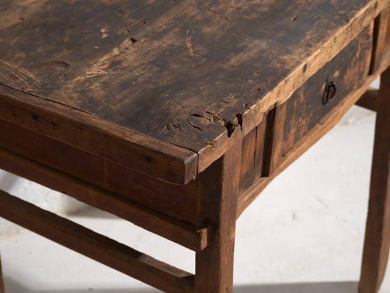 Tavolo antico in legno massello – Tavolino cinese con cassetto – circa 1900 – Console, Rustic (photo 20 of 40)