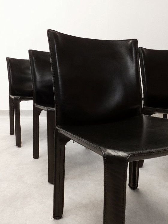Cassina Cab 412 Stühle - schwarzes Leder, Esszimmerstühle, Vintage (Foto 2 von 15)