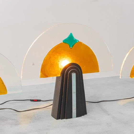 Image 1 of SET DI 3 LAMPADE VINTAGE IN VETRO DI MURANO DI GAMBARRO & POGGI, DESIGN ANNI '80