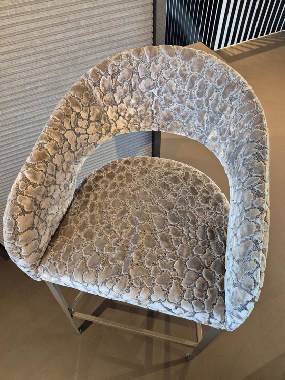 Sgabello da bar Hofstede Raanhuis C-Max in tessuto beige con stampa leopardata e base color champagne - 3 (photo 5 of 7)