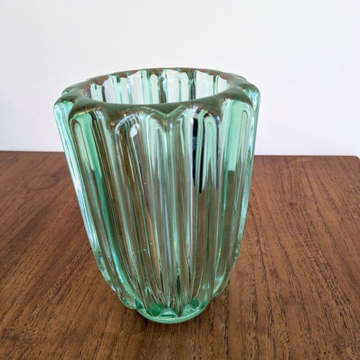 Art Deco pressed glass vase, Pierre d’AVESN.