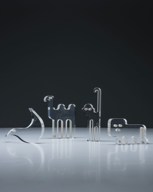 4x iGuzzini Lucite Animal Sculptures