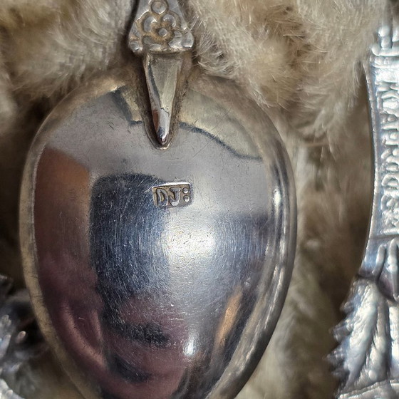 Image 1 of Hollandse zilveren theelepels in cassette, 1e helft 20e eeuw