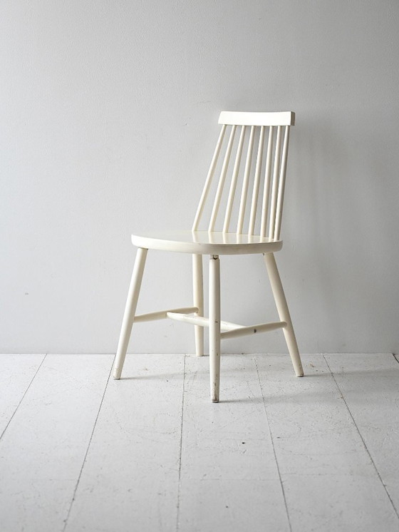 Image 1 of Set van 6 witte Pinstolar stoelen