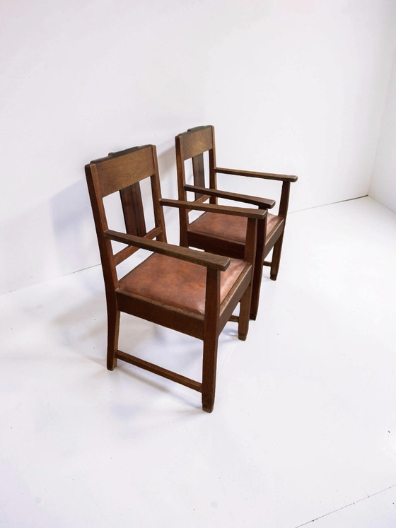 Image 1 of 2x Art Deco / Amsterdamse School stoelen