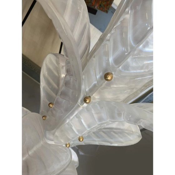 Image 1 of Vintage Opalino vloerlamp met palmboommotief van Murano-glas, in de stijl van Napoleon Martinuzzi.