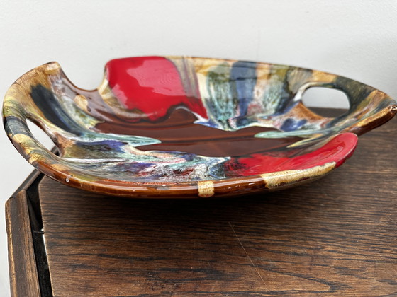 Image 1 of Beautiful vintage glazed ceramic bowl/centerpiece attributed to Vallauris
