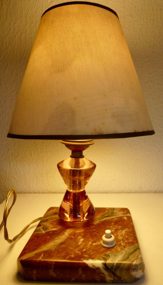 Image 1 of 2 lampes de table vintage sur socle en marbre.