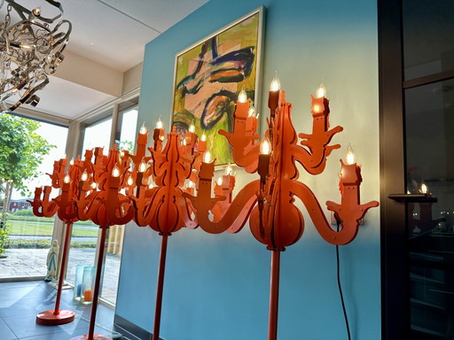 Lampadaires baroques vintage d'Amsterdam, 146 cm, lot de 4 – Brand van Egmond, vloerlampen, polished steel (photo 2 of 15)
