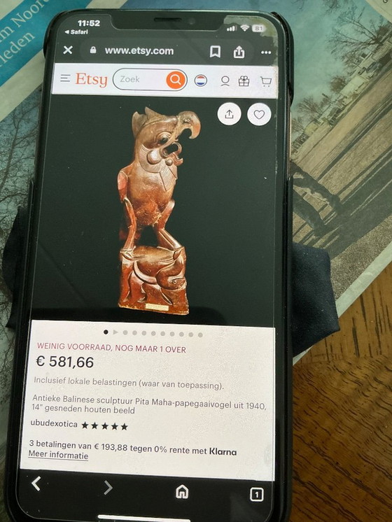 Image 1 of 2 Papageien, indonesische Holzschnitzerei, 1930