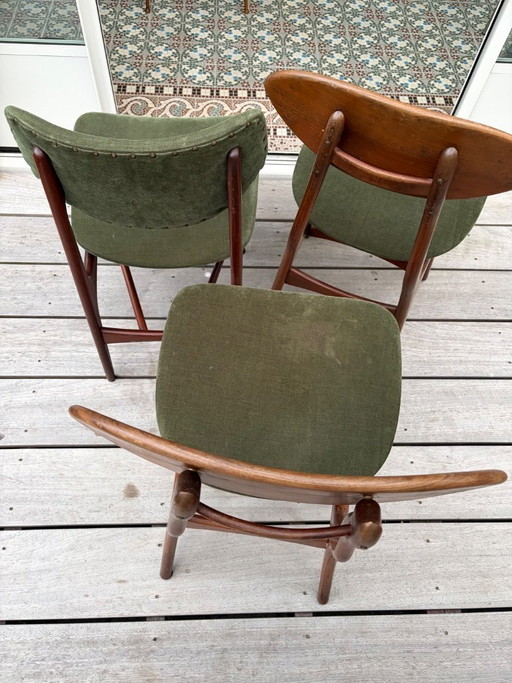 Drei Esszimmerstühle von Louis van Teefelen – Reparaturen – eetkamerstoelen, Textile, Wood (photo 2 of 14)