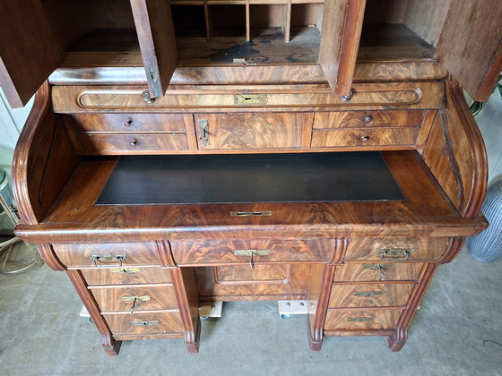 Image 1 of Antiker Louis-Philippe-Sekretär mit Rollladen, aus Mahagoniholz