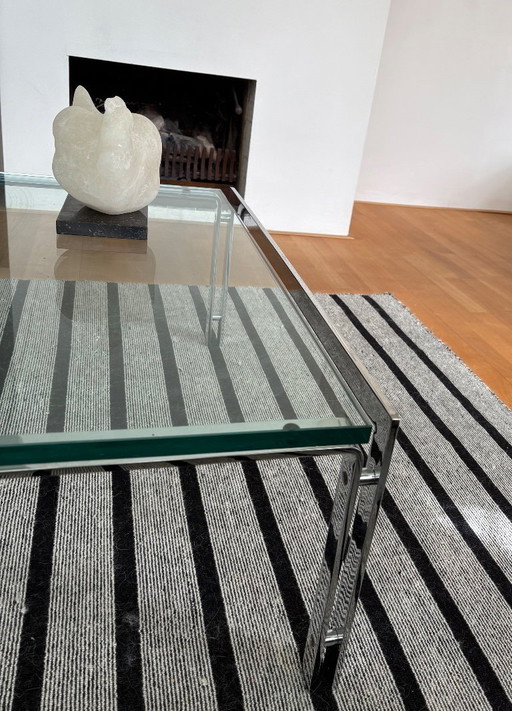 Table basse Metaform M1 en verre et chrome, excellent état