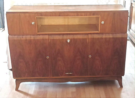 Image 1 of Walnut mini bar from the 1930s, width 149 cm