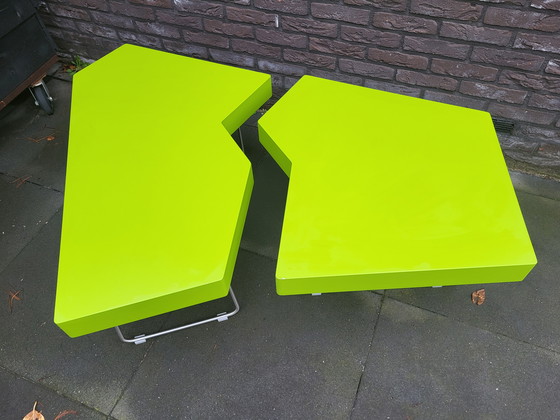 Image 1 of Leolux Piombo design coffee table, 2-piece, bright green.