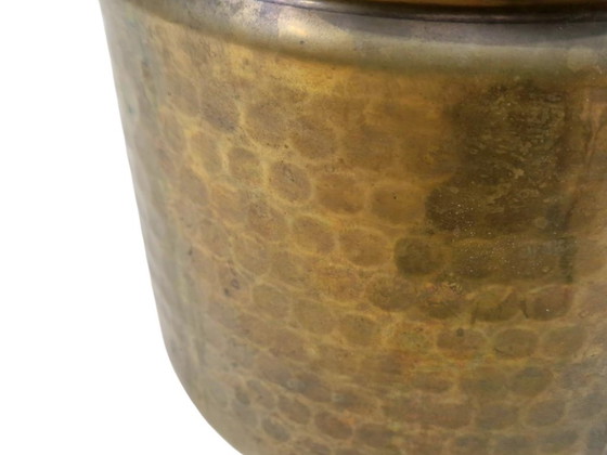 Image 1 of Vintage Brass Bucket / Coal Scuttle / Planter – Hammered Finish