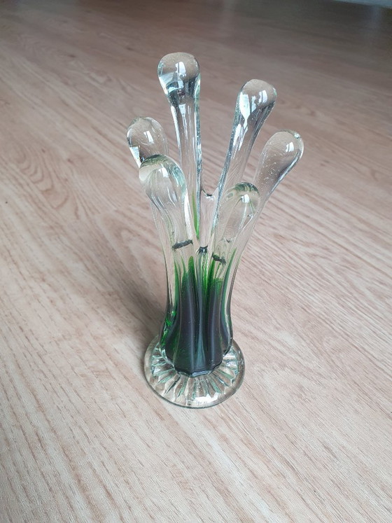 Image 1 of Vintage Murano splash vase green