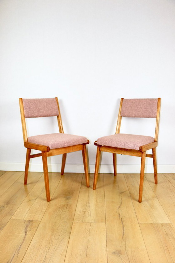 Image 1 of Sedie vintage rosa fucsia boucle - set da 6