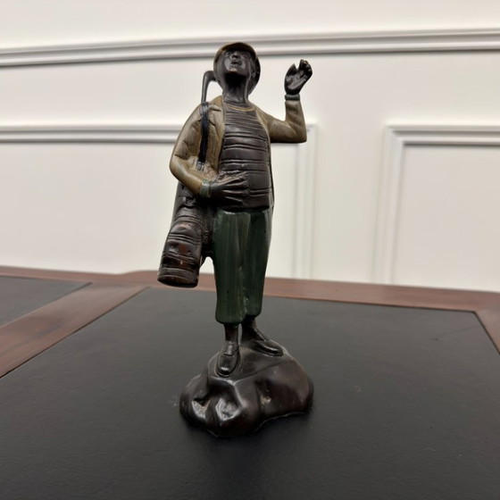 Scultura in Bronzo Antico Golfer Caddy – Sculture (photo 5 of 6)