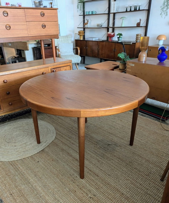 Image 1 of Vintage Danish round teak extendable dining table, Bramin