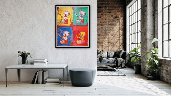 Image 1 of Andy Warhol "Toy Paintings Four Pandas, 1983". Extra Large Format.