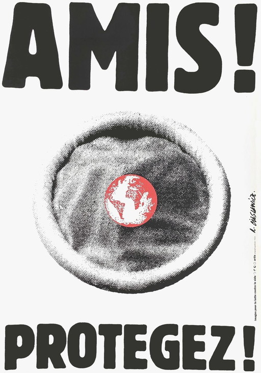 Roman CIESLEWICZ Amis! Protégez!  (SIDA) locandina originale 1993
