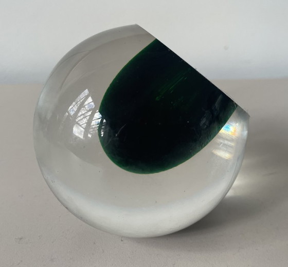 Image 1 of Murano - Vintage handgeblazen donkergroen glasobject