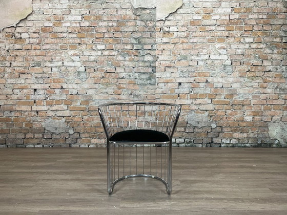 Vintage Wire Chair Set of 4 – Chrome/Black | Space Age – Dining chairs, Textile (photo 3 of 17)