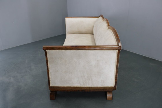 Image 1 of Gerestaureerde art-decobank uit 1930, Tsjecho-Slowakije