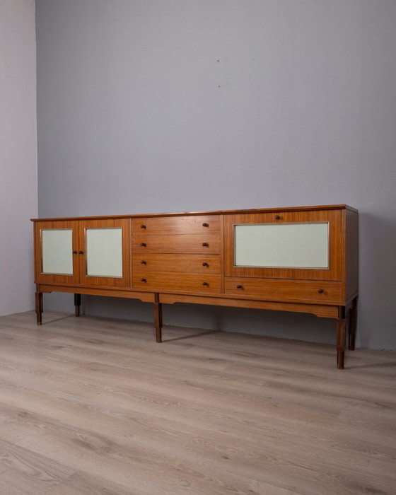 Image 1 of VINTAGE 1960S WOODEN SIDEBOARD WITH BAR COMPARTMENT, ITALIAN DESIGN