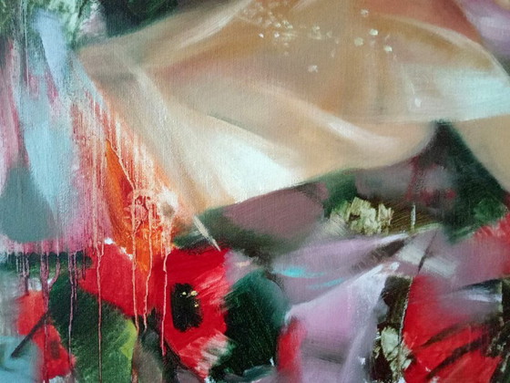 Original Oil Painting Abstract Figurative Girl Flowers Morning Symphony – Paintings & Drawings, Canvas (photo 12 of 13)