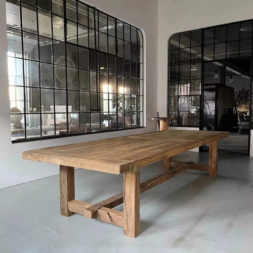 Kingstone Farmhouse Table in Antique Solid Oak - 300 cm long