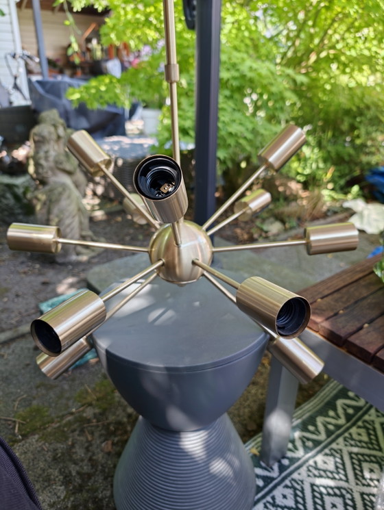 Messing Sputnik Kroonluchter - Iconisch Jaren '60 Design – Plafondlampen, Brass (photo 5 of 5)