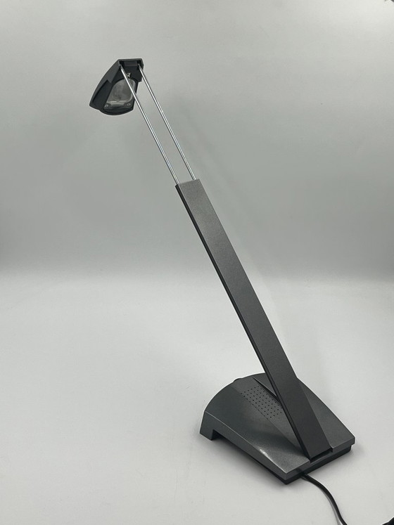 Massive Teleskop-Halogen-Schreibtischlampe, Schreibtischlampen, Metall, Kunststoff, Grau, Modern (Foto 7 von 15)