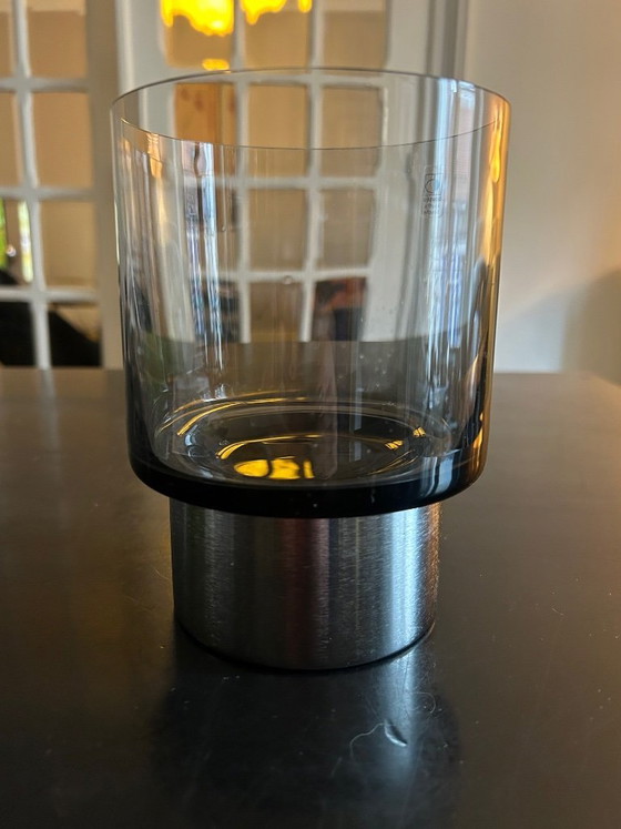 Image 1 of smoked glass candlestick by Boussu, 1970