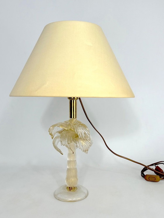 Image 1 of Mid-century rare brass and murano glass table lamp by Tommaso Barbi