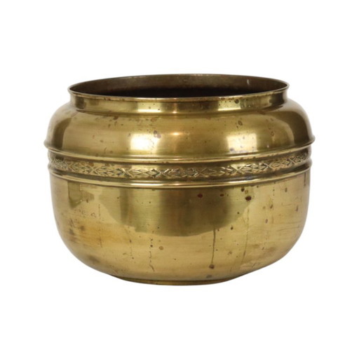 Großer Blumentopf aus Messing, Repoussé Frankreich, 25 cm – plantenbak, Brass