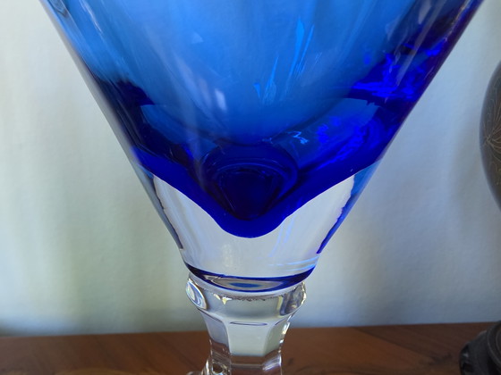 Large Vintage Beyer Bleikristall 38cm Cobalt Blue Crystal Vase - Bavaria – Glass (photo 3 of 5)