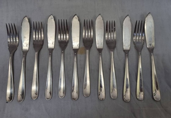 Image 1 of Couverts à Poisson Christofle Art Déco