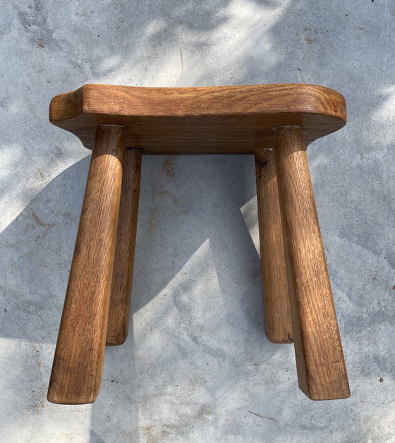 Image 1 of Vintage solid oak milk stool