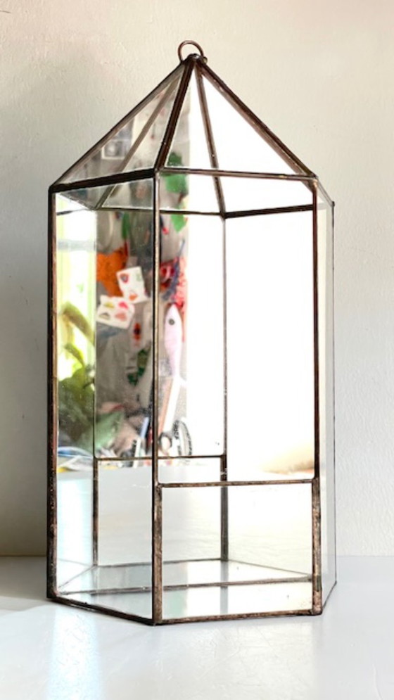 Image 1 of Fioriera vintage in vetro e ottone