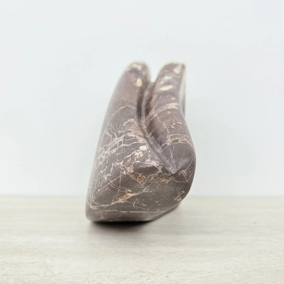 Vintage Mid Century red Marble Abstract Organic Modern Sculpture , 1980s (photo 7 of 12)